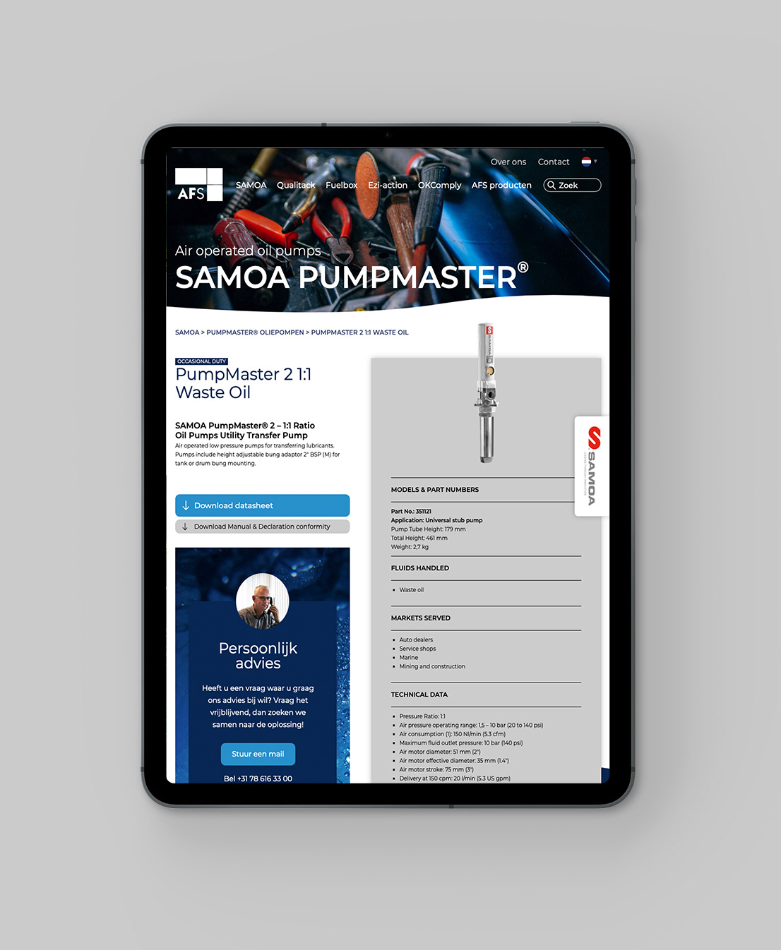 All Fluid Systems webdesign mobiele website