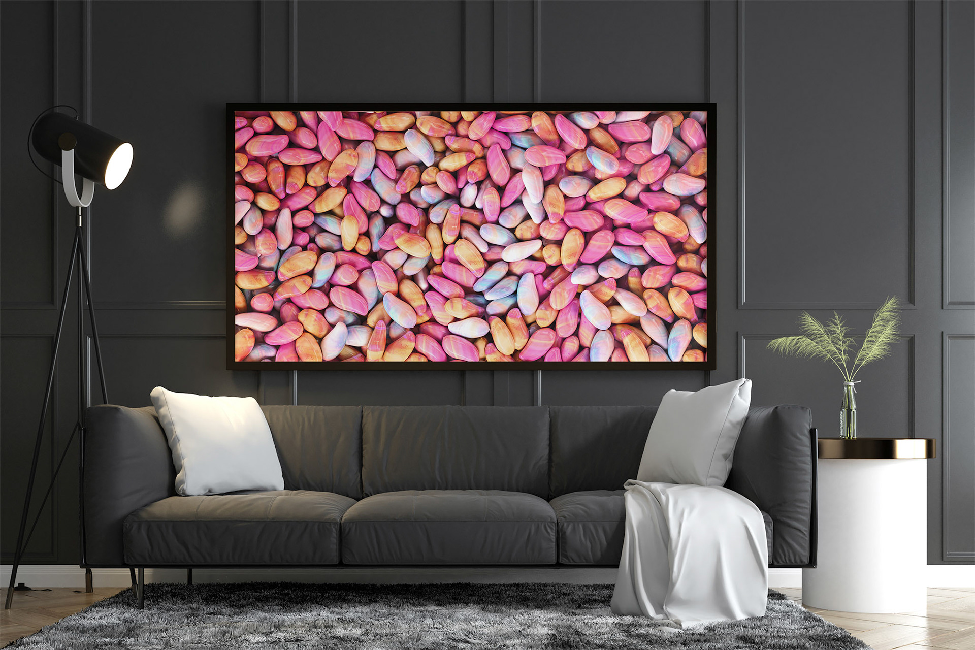 Poster Frame in living room Psd Mockup