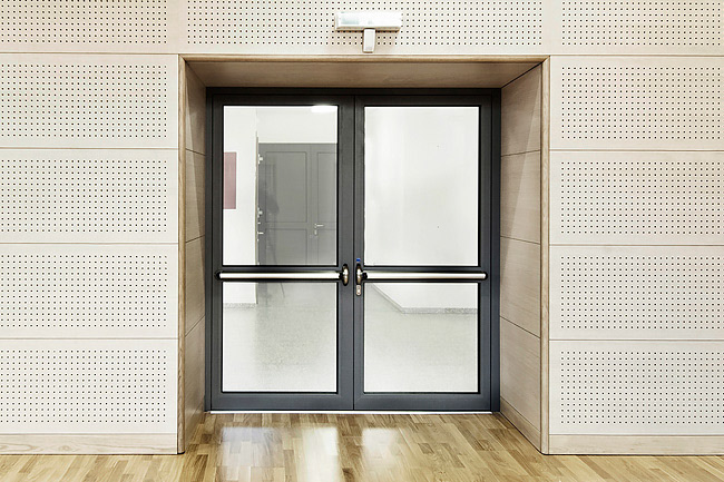 Fire-rated emergency exit doors