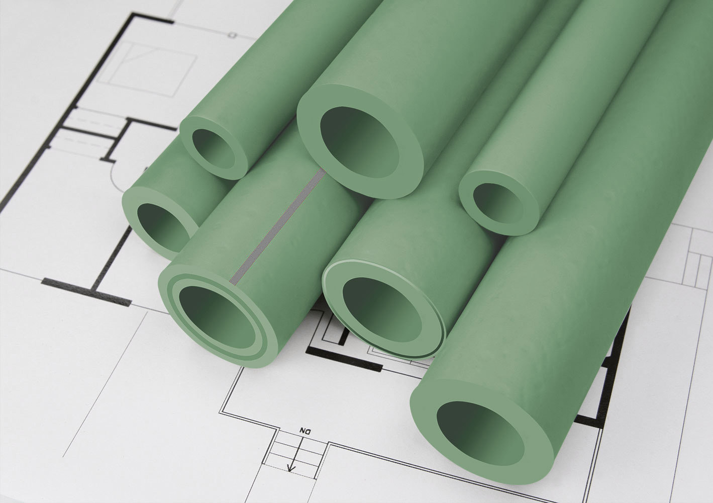 PPE, PPR and PVC pipes