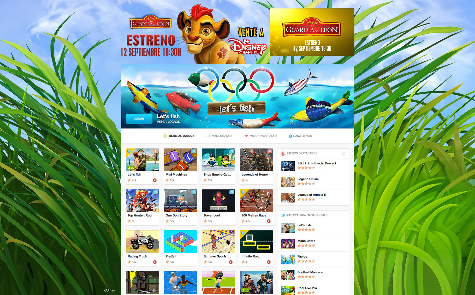 Skin para campaña de estreno serie "La Guardia del León" en Minijuegos.com