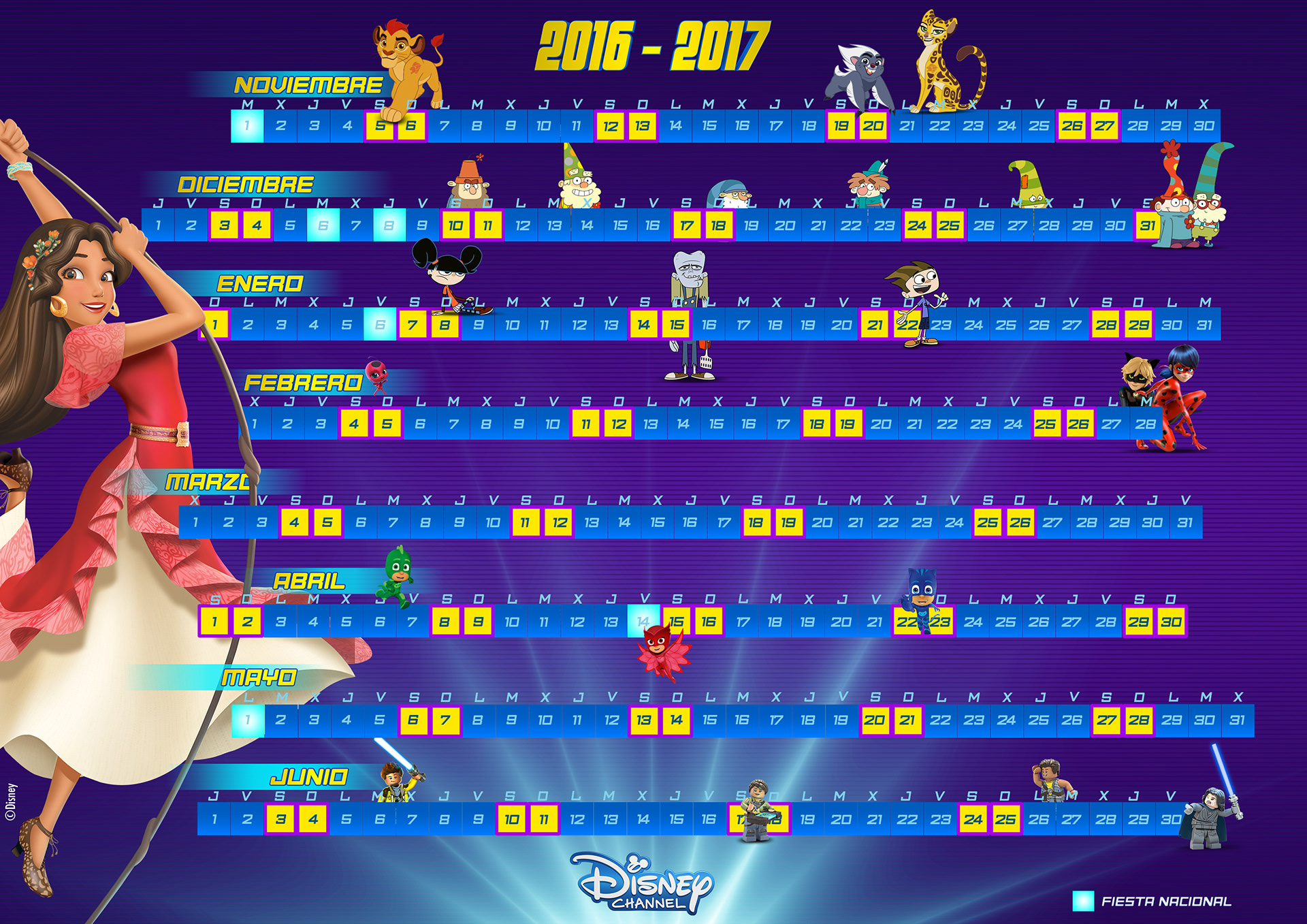 Calendario findes Super Power Disney Channel web