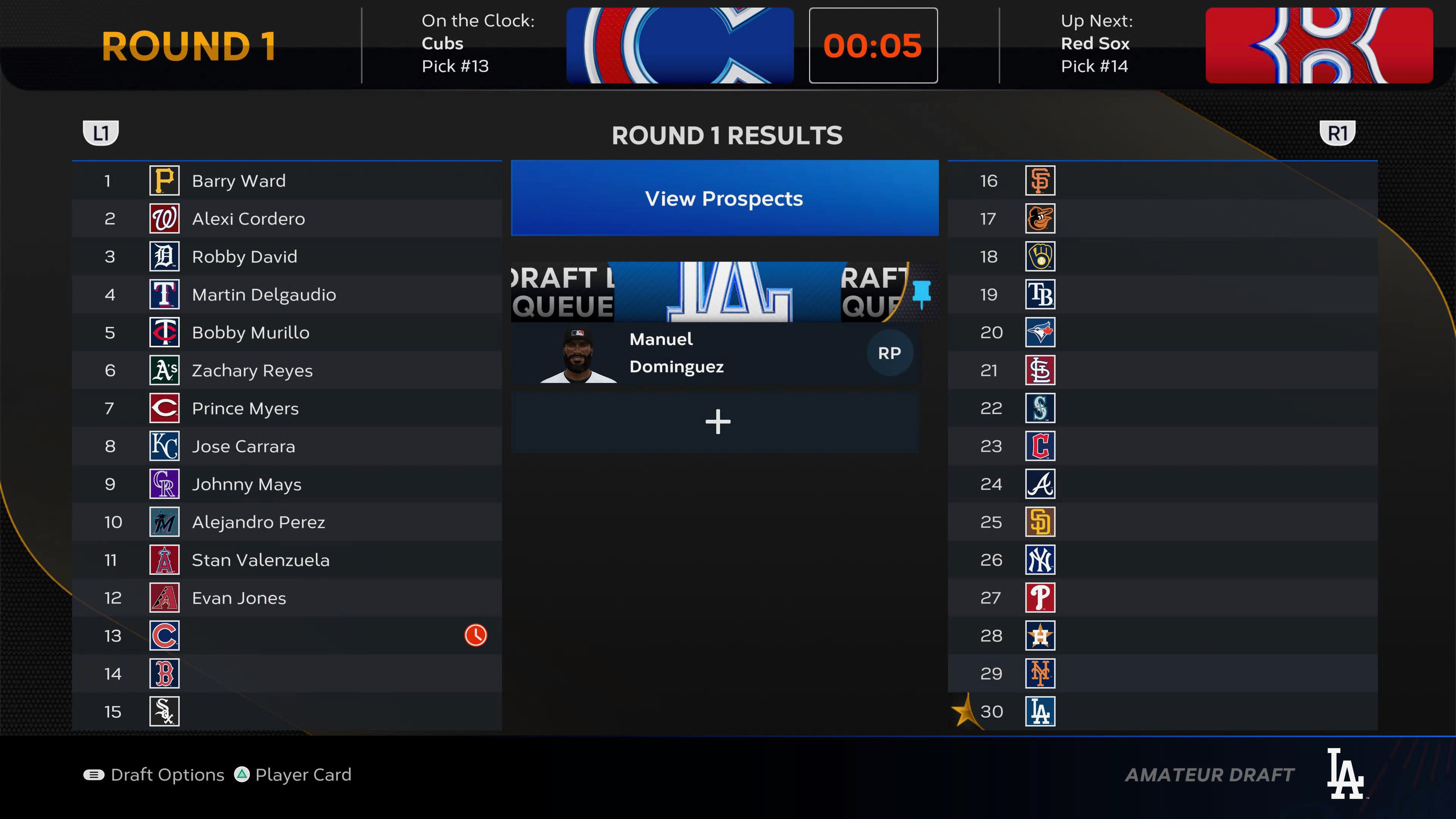 Amateur Draft Screen