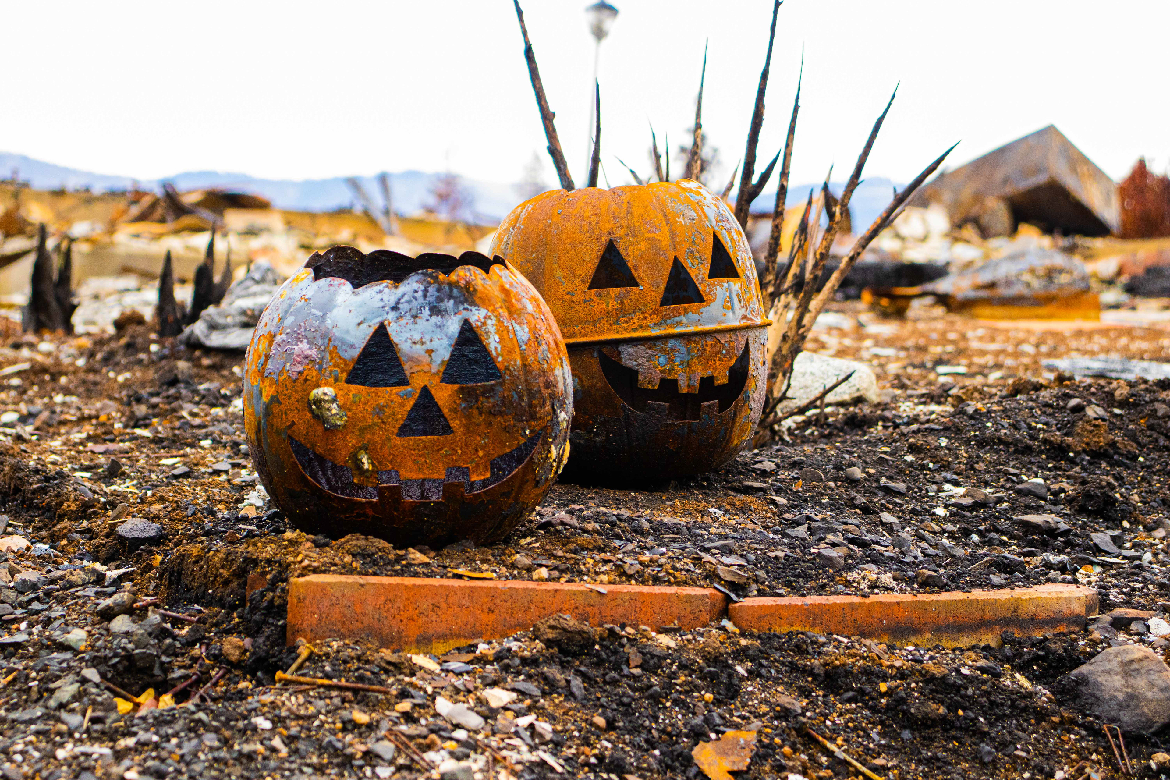 Burnt Halloween decorations Talent, OR