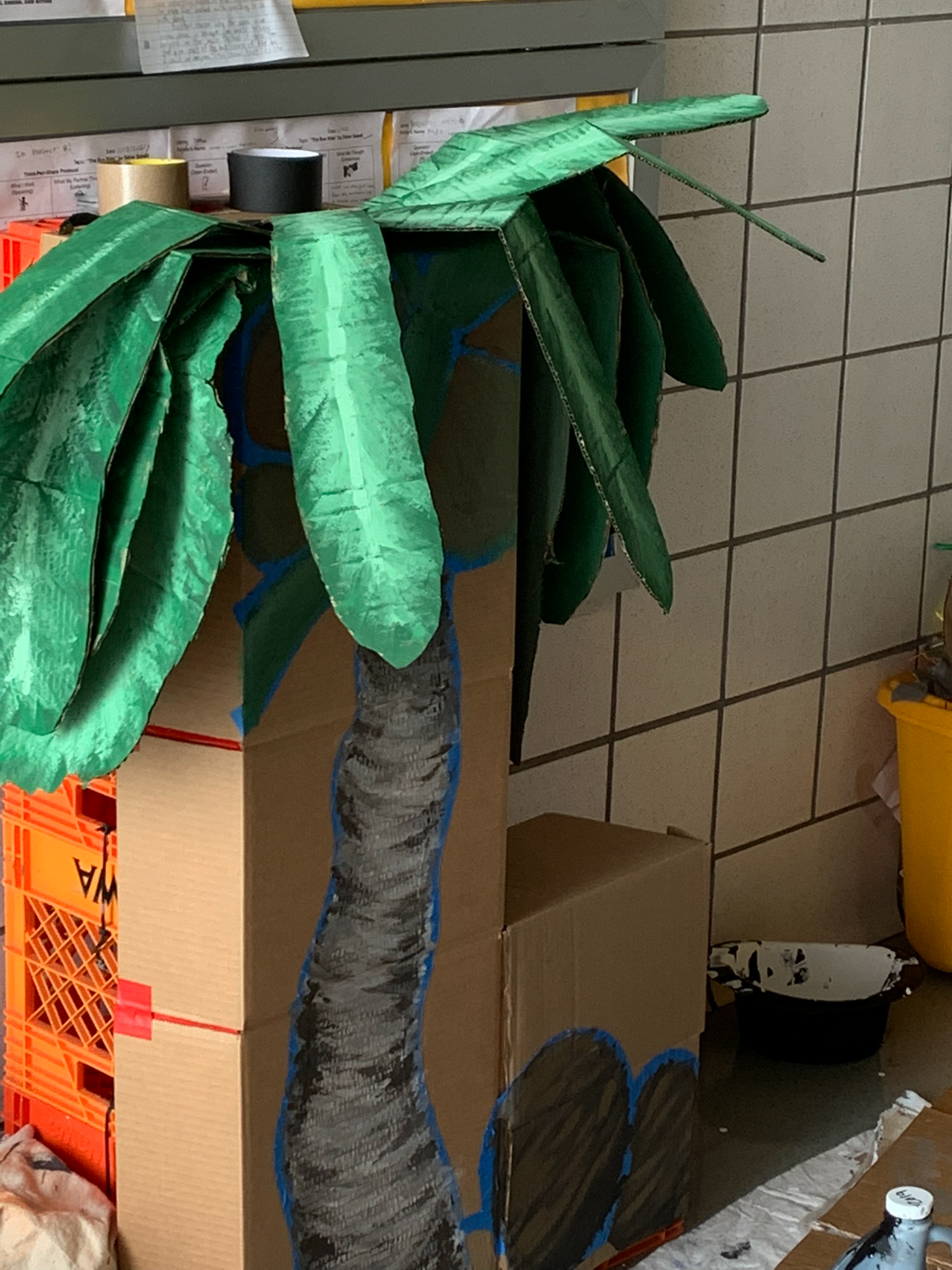 Palm tree prop for Queens College Summer Camp, July 2022