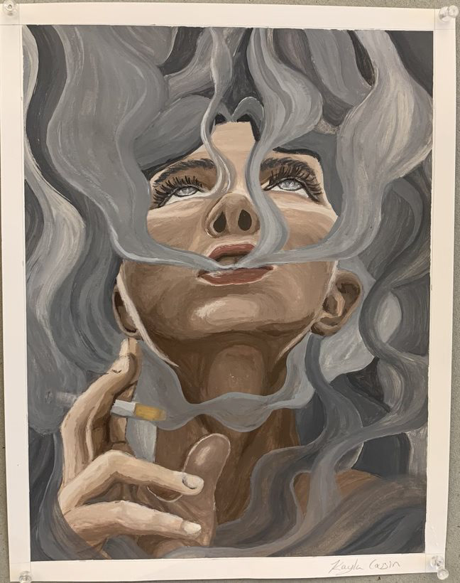 "Smoking Kills," Gouache on Bristol, September 2023