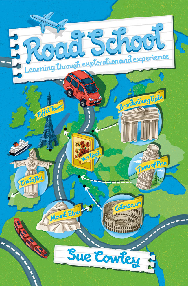 book cover map illustration of northern europe road route tourist attractions