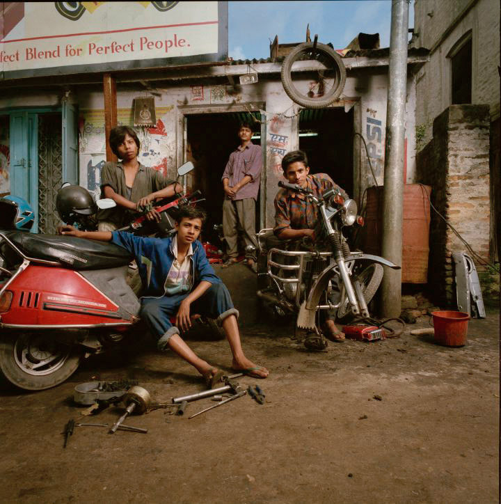 Motorcycle repair shop Kathmandu 1995