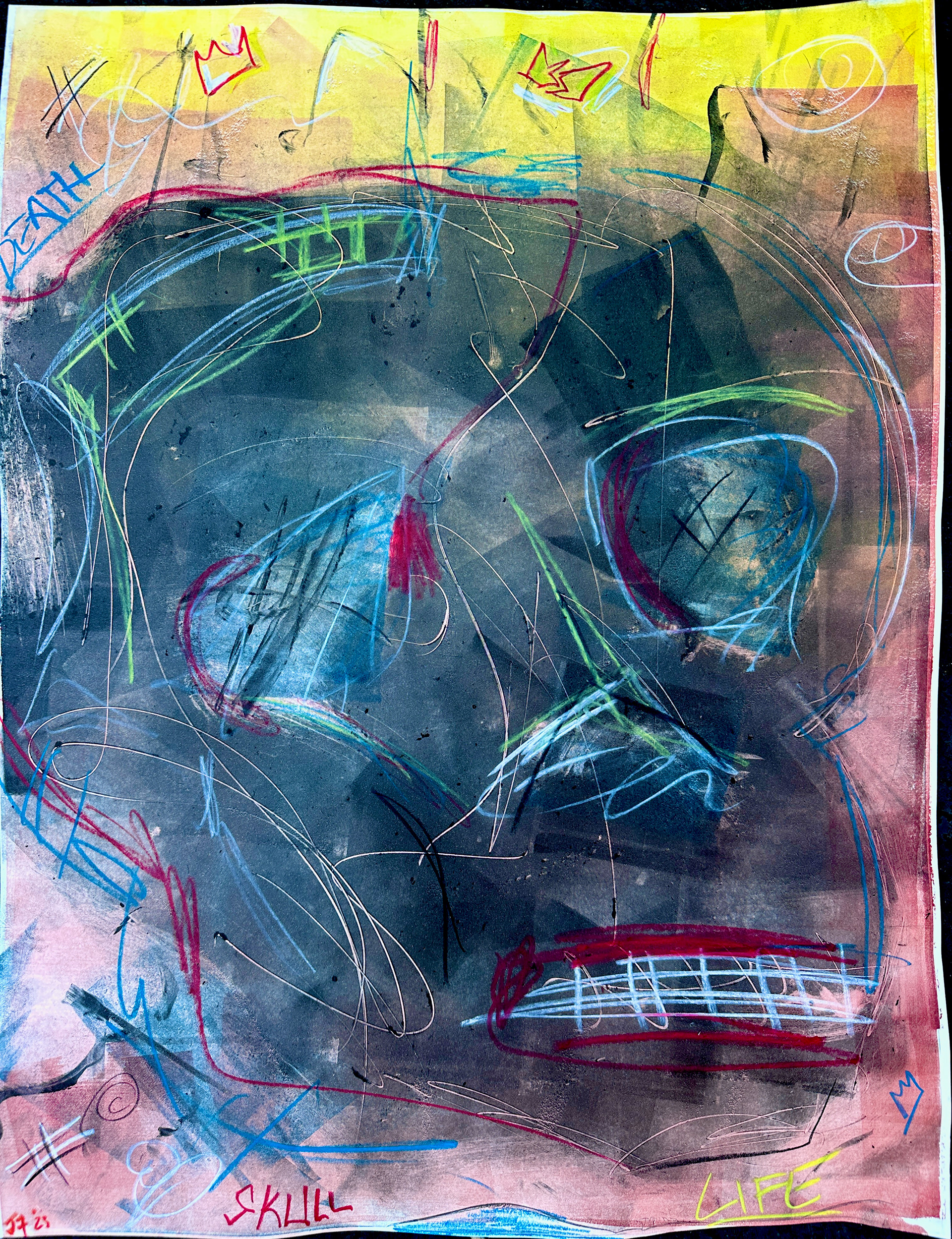 "Limbo" (2023) Monotype with Caron d'Ache crayons