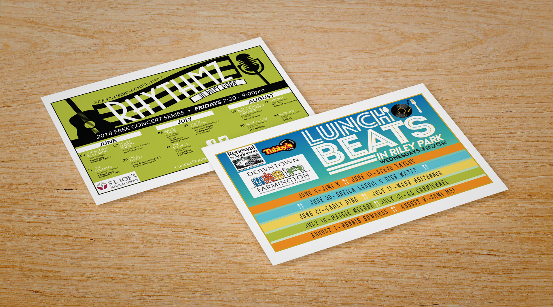 Downtown Farmington Rhythmz in Riley Park and Lunch Beats in Riley Park Logo creation