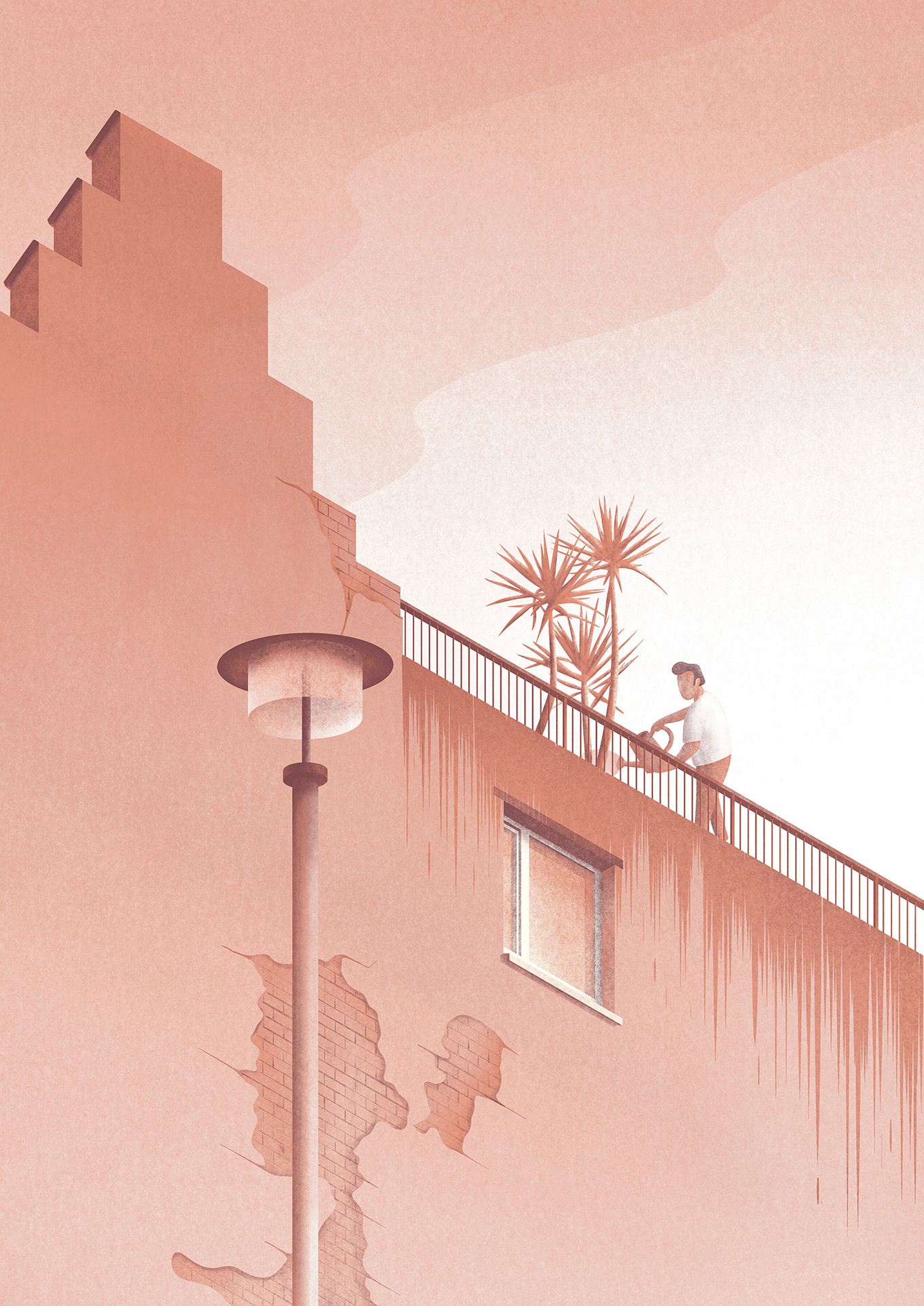Felix Matschke Illustration Palmenwasser Dachterrasse Cottbus