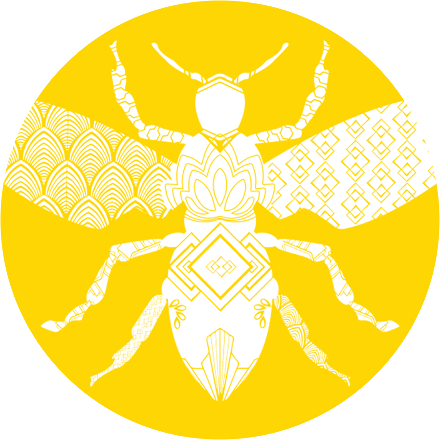 bee illustration on yellow circle