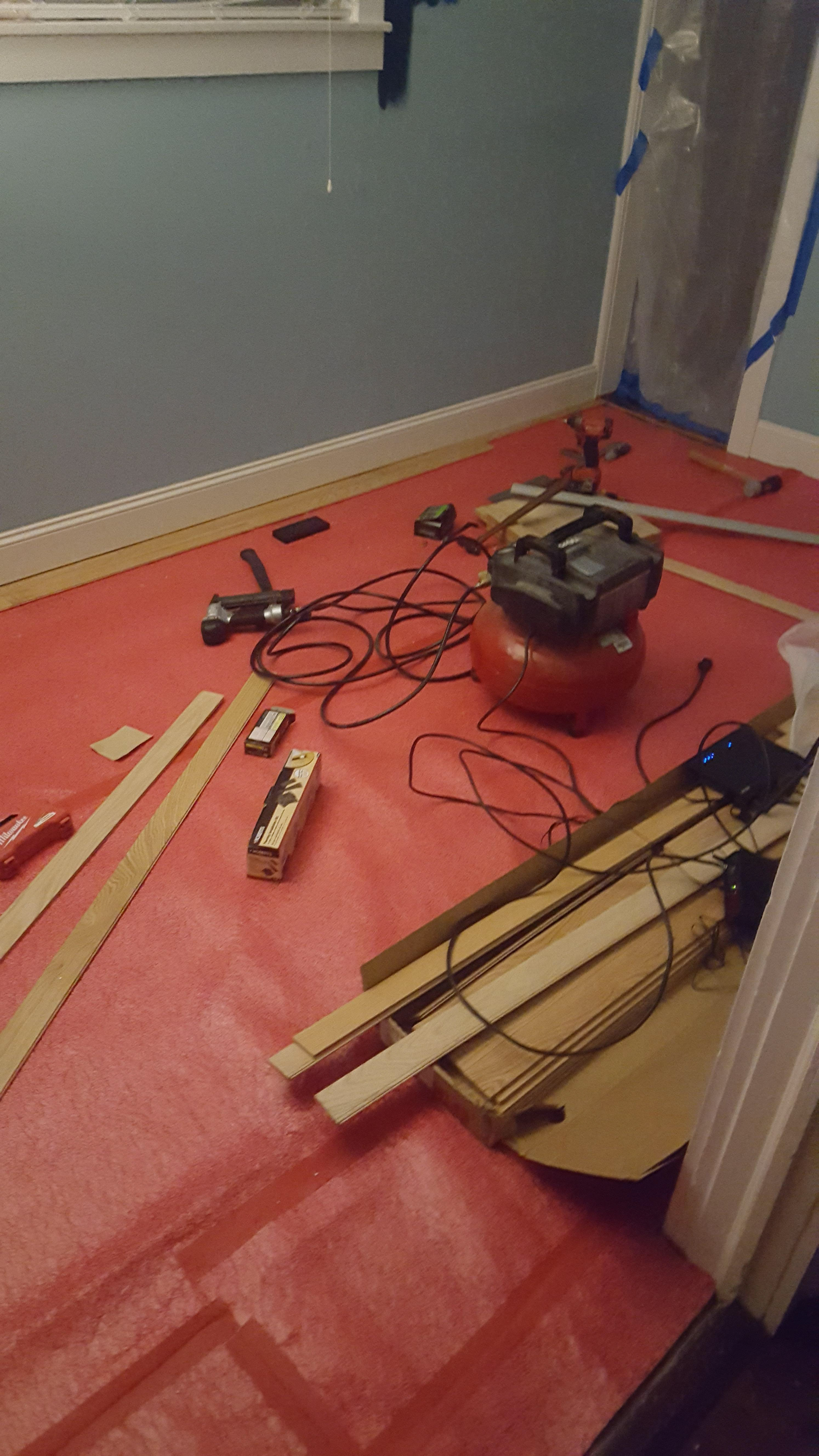 Oak hardwood flooring job in a small side room at a home in Atlanta, GA