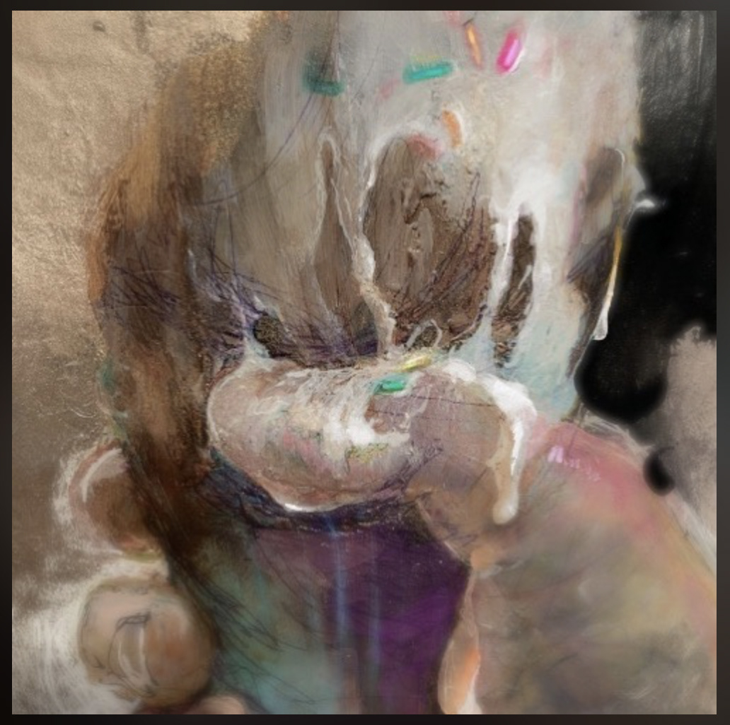 "Ice & Vice"  Acrylic, spray paint, marker on paper, then Photoshop.