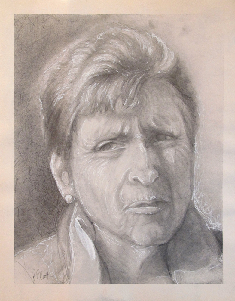 "Not Mom"  Pencil, graphite powder and acrylic marker on  paper.