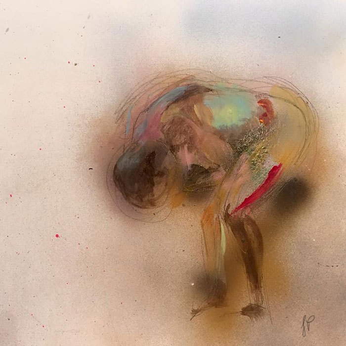 "The Best of Me - N"   Acrylic, spray paint and maker on watercolor paper.