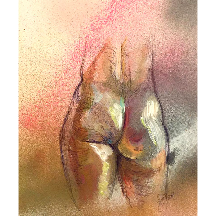 "The Best of Me - P"  Acrylic, spray paint and marker on watercolor paper.