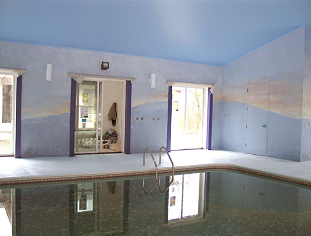 Painting finished. Pool waiting to be cleaned.