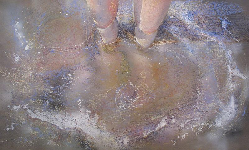 "Rooted"   Acrylic, spray paint and Sharpie markers on canvas.