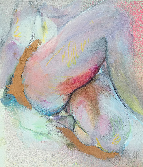 "The Best of Me - W"   Acrylic, spray paint and maker on watercolor paper.