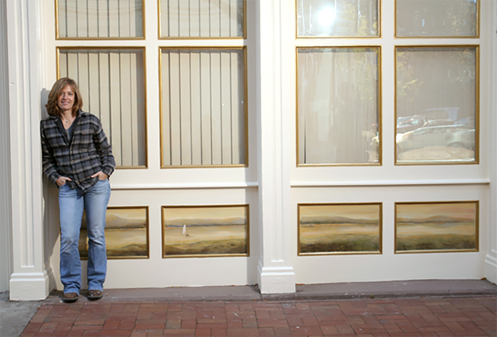 The 14 mural panels when viewed together add up to one very long landscape image