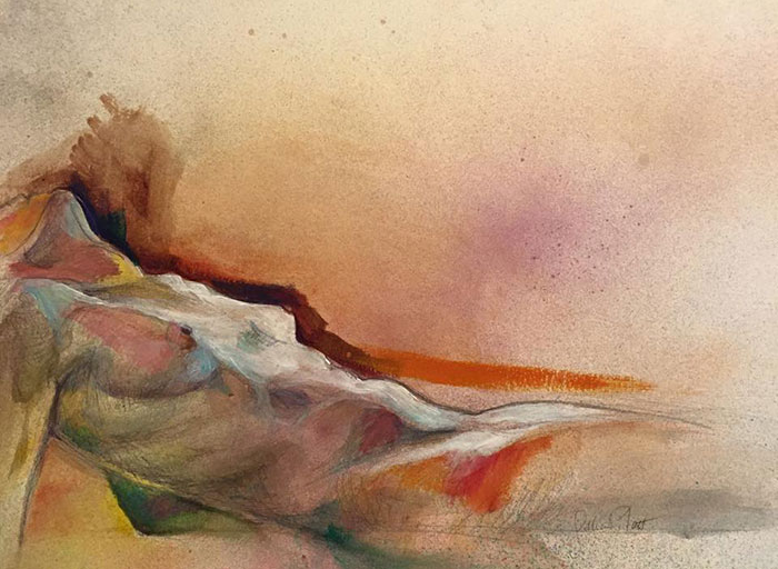 "The Best of Me - R"  Acrylic, spray paint and marker on watercolor paper.