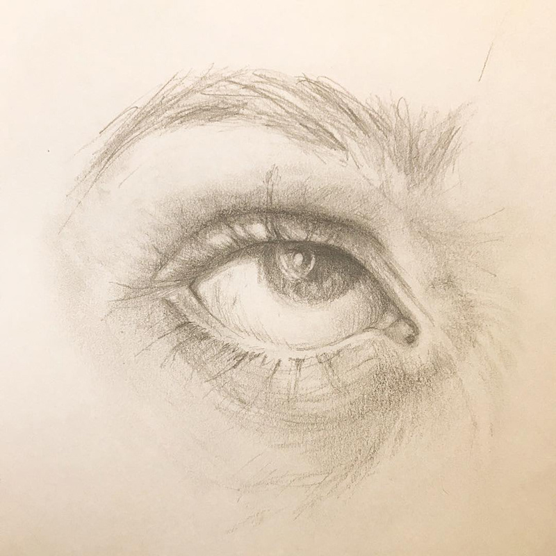 "Teenage Eye Roll"  Pencil on paper.