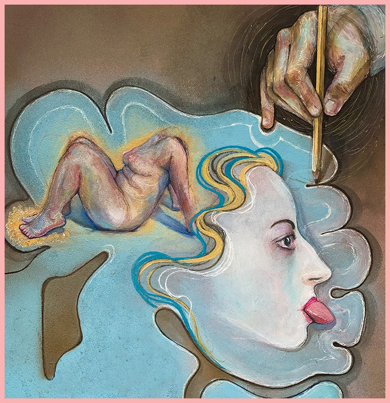 Motor Homunculus Reimagined" Acrylic, spray paint and marker.