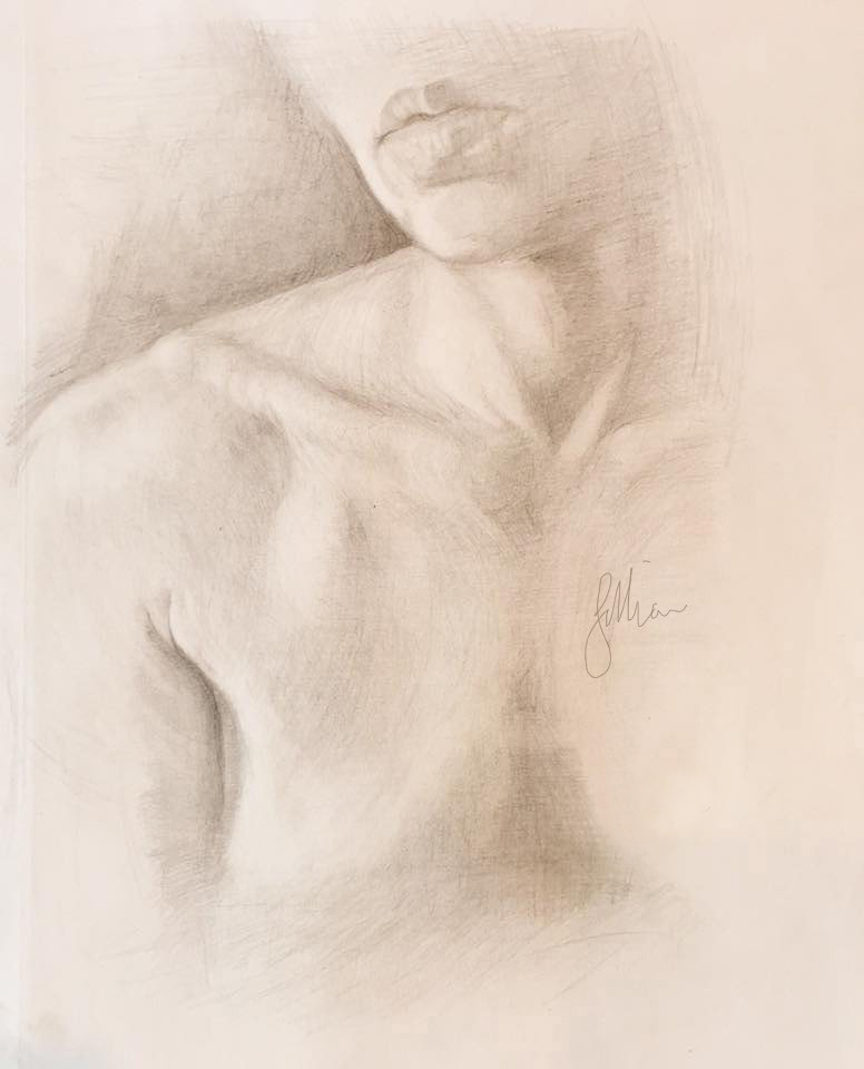 "Spaces in Between/ Shoulder"  Pencil on paper.