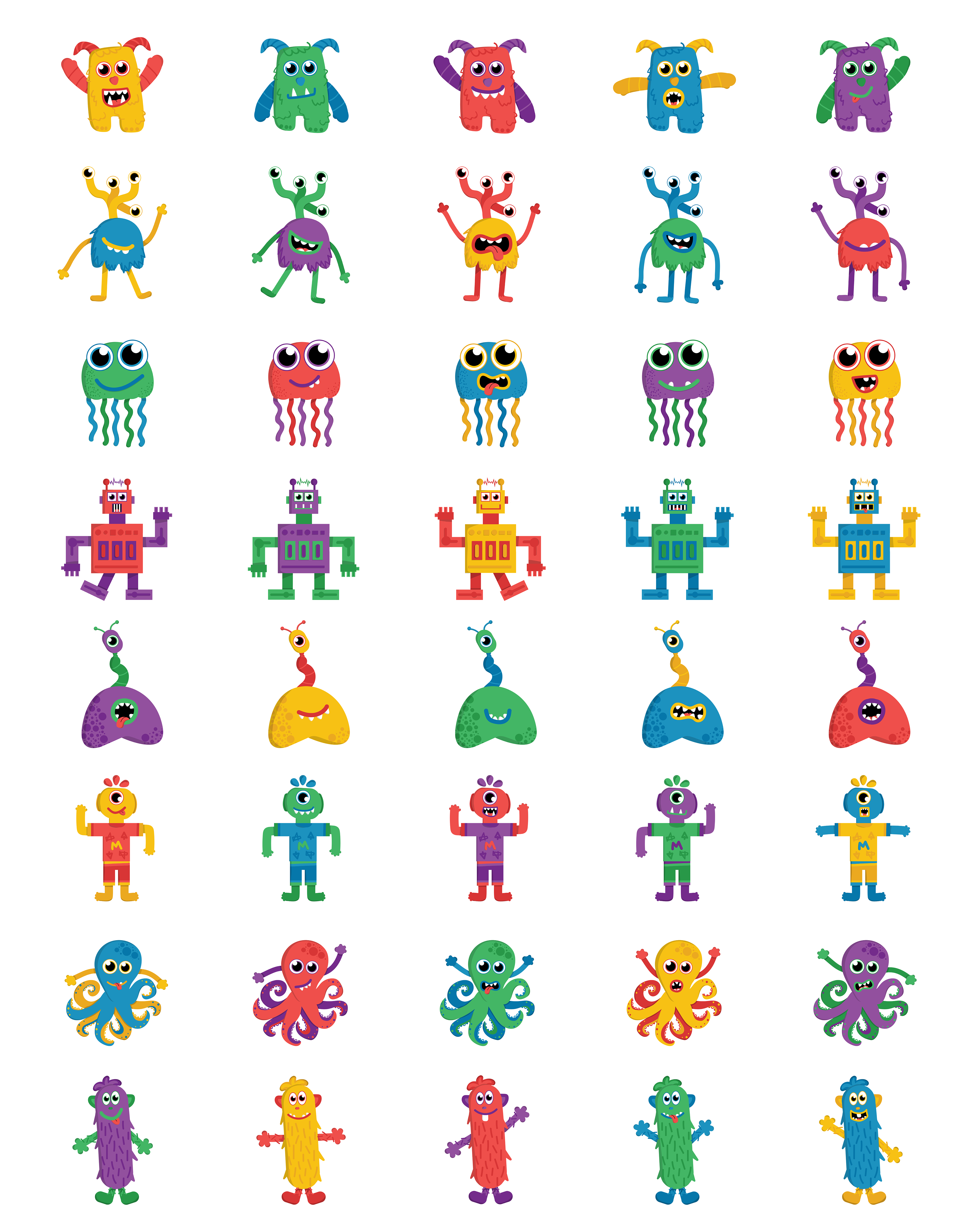 Friendly Monsters inspired by the drawings of Asher (9), Lincoln (10), and Thomas (11) Matheson