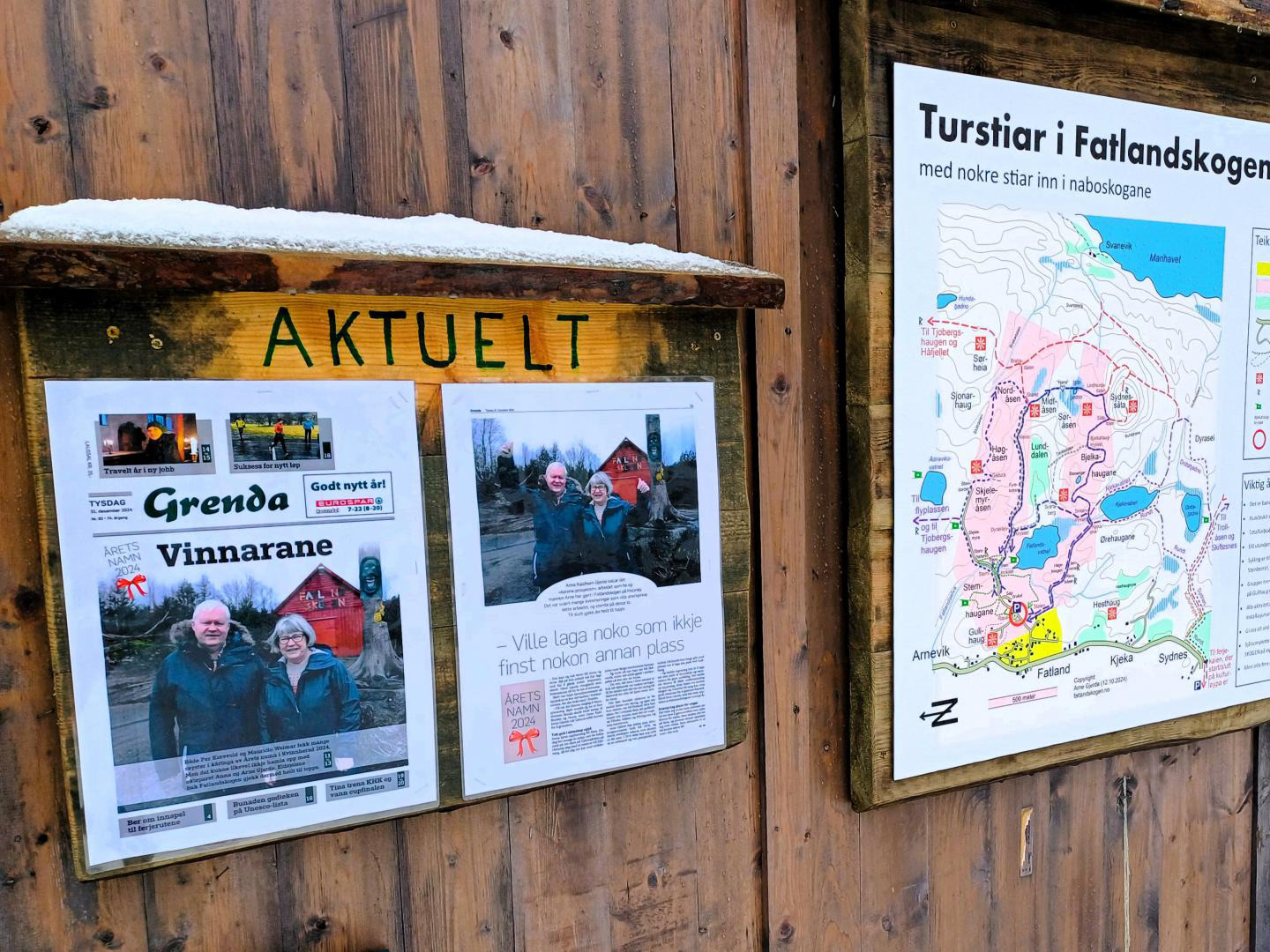 Anna og Arne vart kåra tll Årets namn 2024 av Grenda sine lesarar for arbeidet med FATLANDSKOGEN aktivitetsområde.