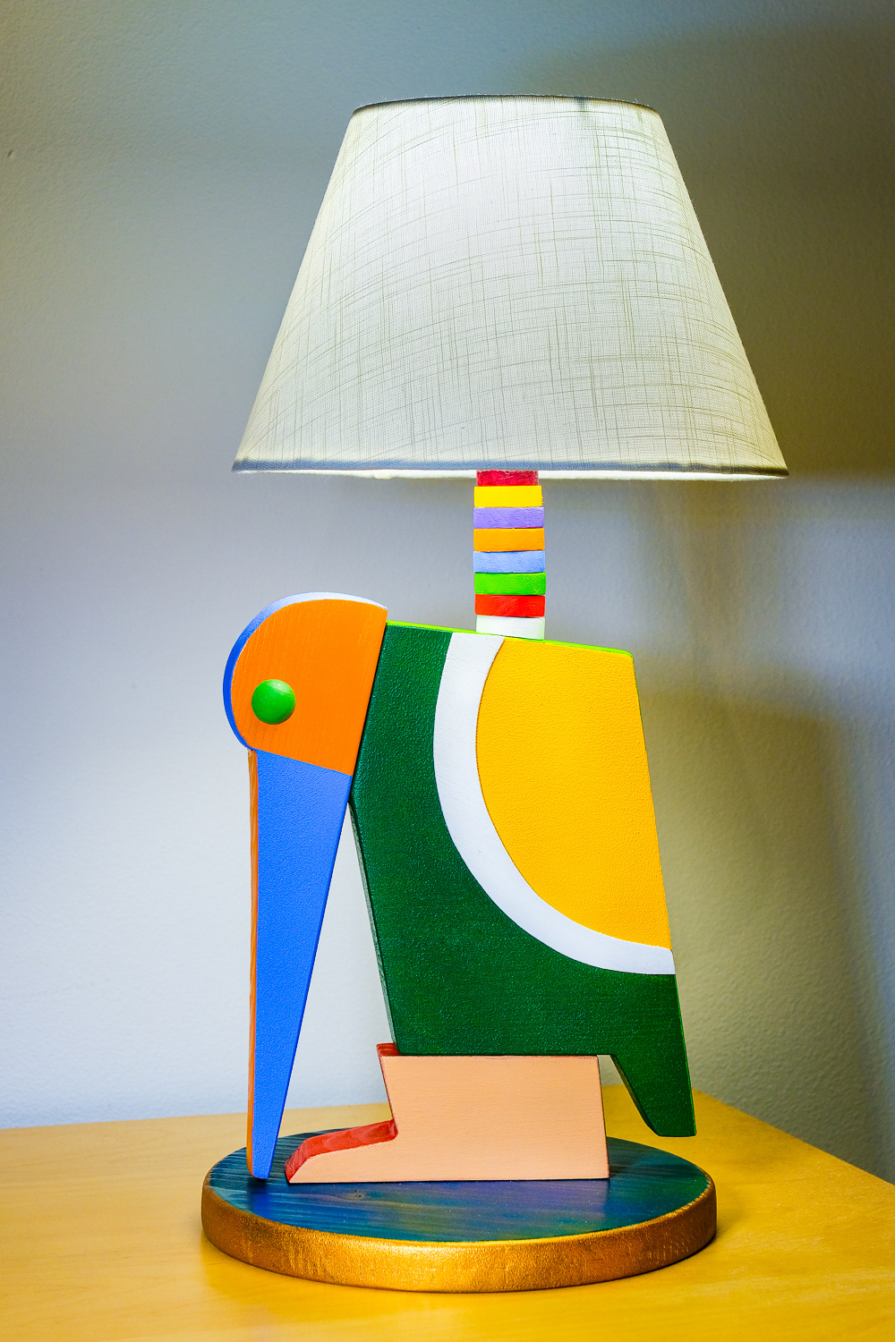 Vogel lamp - vuren & acryl