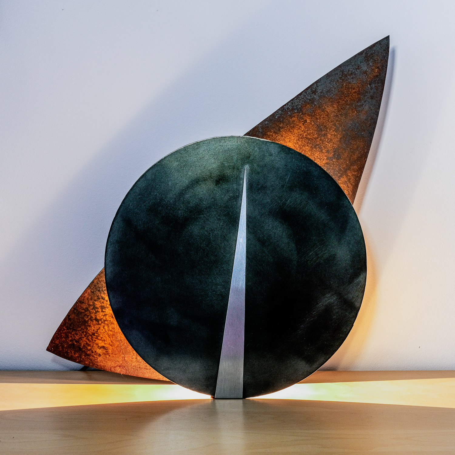 Time - lichtsculptuur staal, cortenstaal en RVS