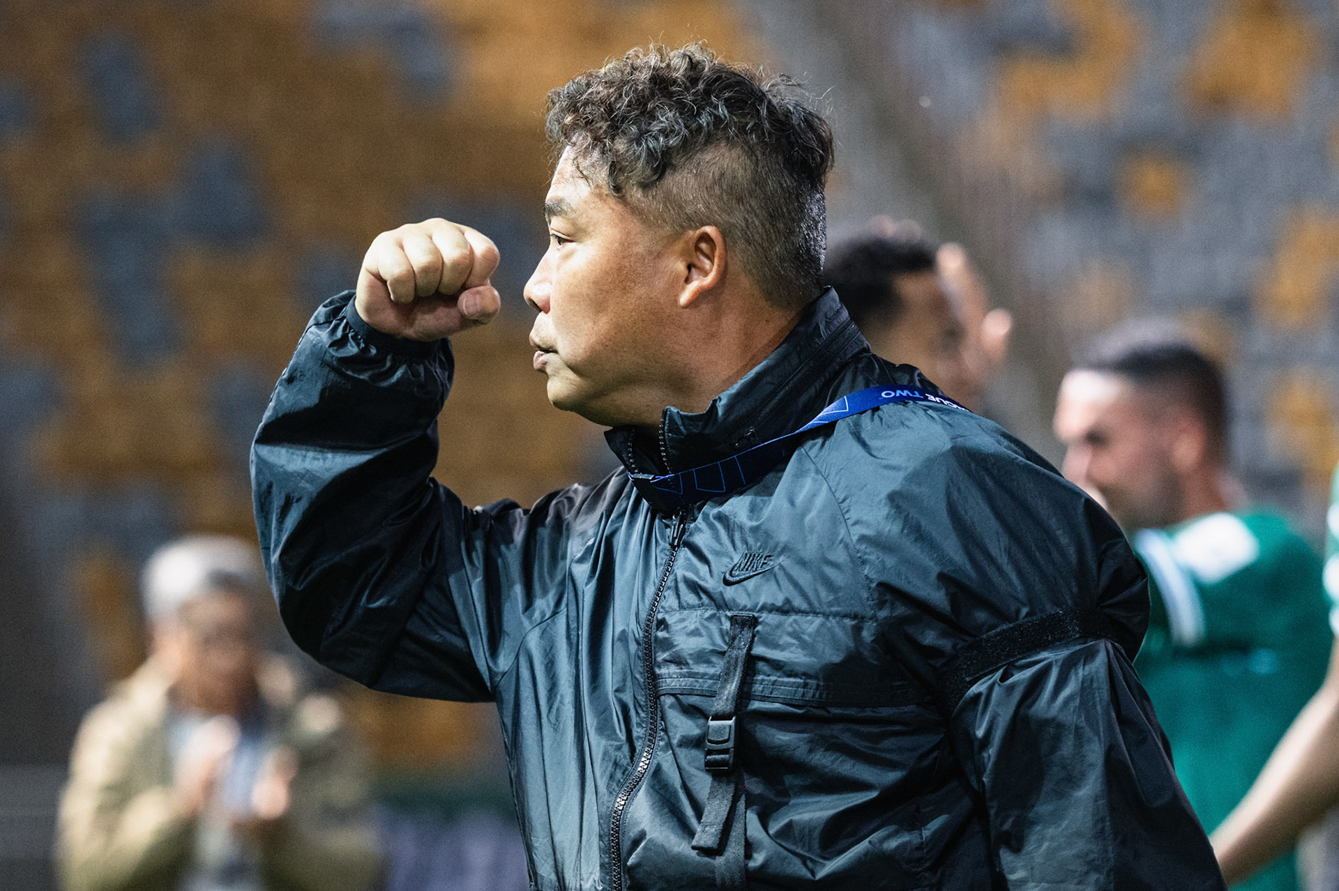 Mong Kok Stadium, HONG KONG, China - LEE Chi Kin, head coach of Tai Po Football Club celebrates after the victory during AFC Champions League TWO - Tai Po Football Club vs Cong An Honoi FC at Mong Kok Stadium on December 11, 2025 in Hong Kong, China, (Photo by Jack Ng/Alamy Live News)