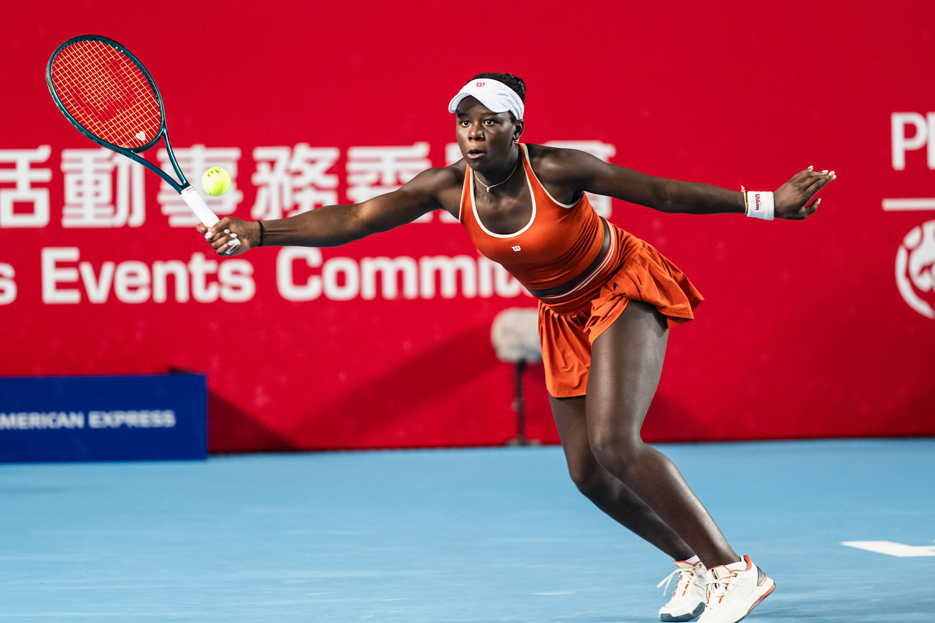 HONG KONG, China - Anna Kalinskaya of Russia play against Victoria Mboko of Canada during WTA 250 - Prudential Hong Kong Tennis Open at Victoria Park Tennis Court on October 31, 2025 in Hong Kong, China, (Photo by Jack Ng/Alamy Live News)