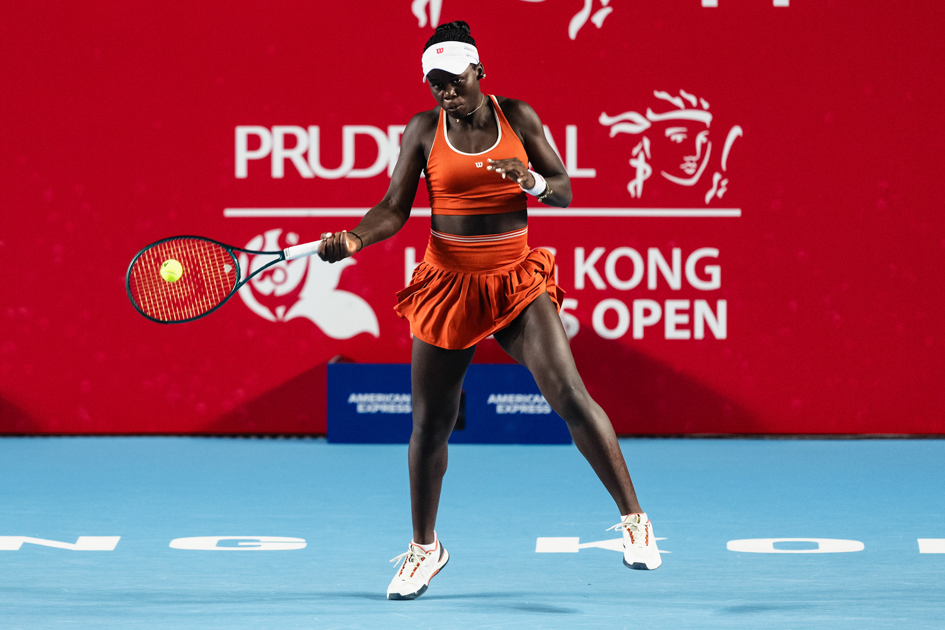 HONG KONG, China - Anna Kalinskaya of Russia play against Victoria Mboko of Canada during WTA 250 - Prudential Hong Kong Tennis Open at Victoria Park Tennis Court on October 31, 2025 in Hong Kong, China, (Photo by Jack Ng/Alamy Live News)