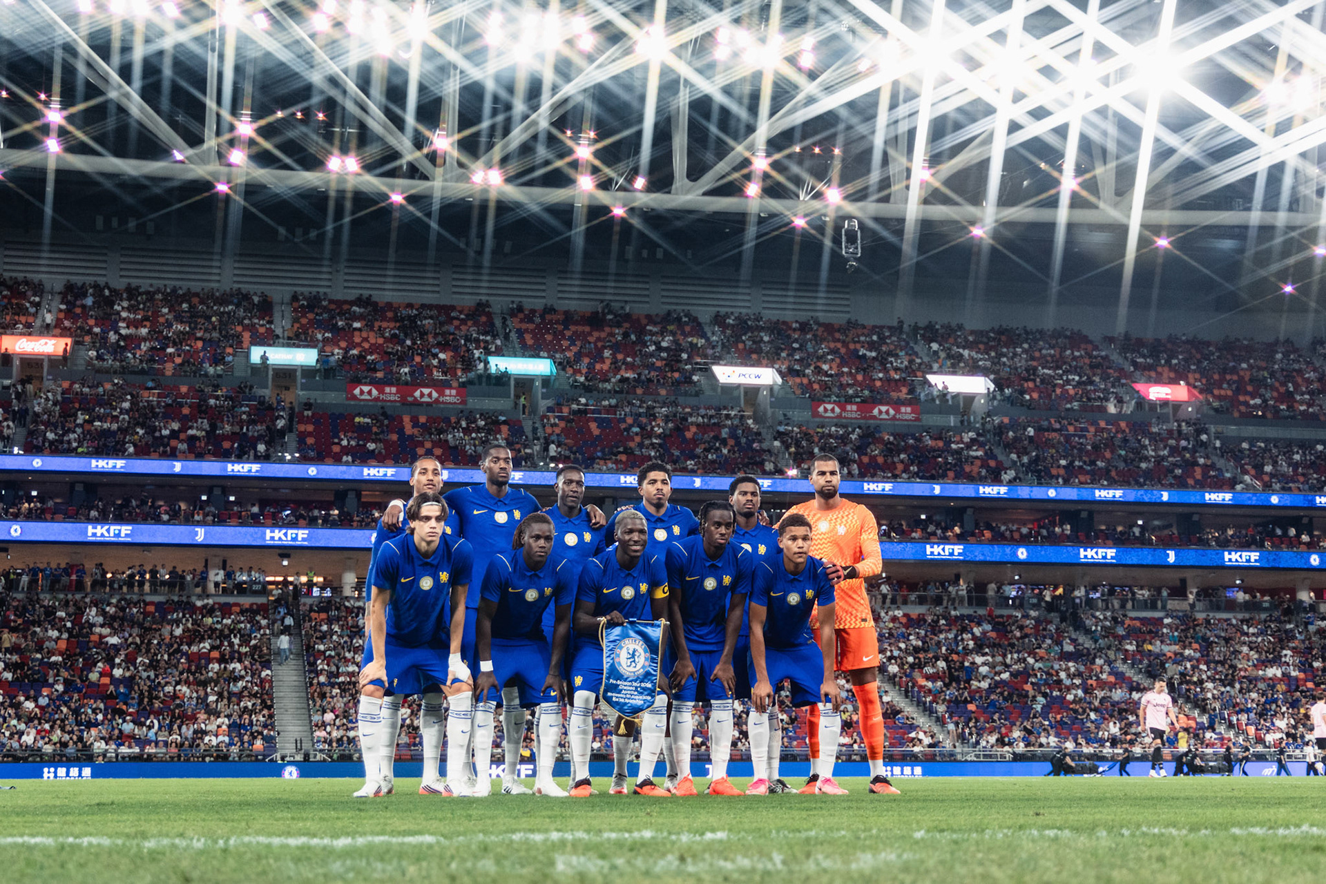 HONG KONG, China - AUGUST  05: Players of Chelsea pose for a team photo during Hong Kong Football Festival (HKFF) 2026 - Chelsea vs Juventus at Kai Tak Stadium on August 5, 2026 in Hong Kong, China, (Photo by Jack Ng/Alamy Live News)