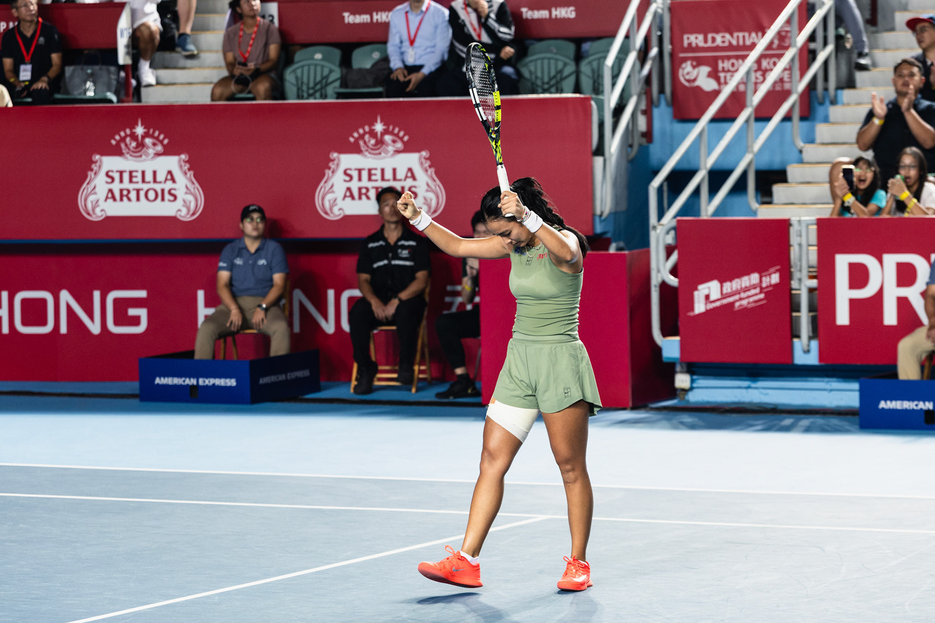 HONG KONG, China - Alexandra Eala of the Philippines vs Victoria Mboko of Canada during WTA 250 - Prudential Hong Kong Tennis Open at Victoria Park Tennis Court on October 30, 2025 in Hong Kong, China, (Photo by Jack Ng/Alamy Live News)