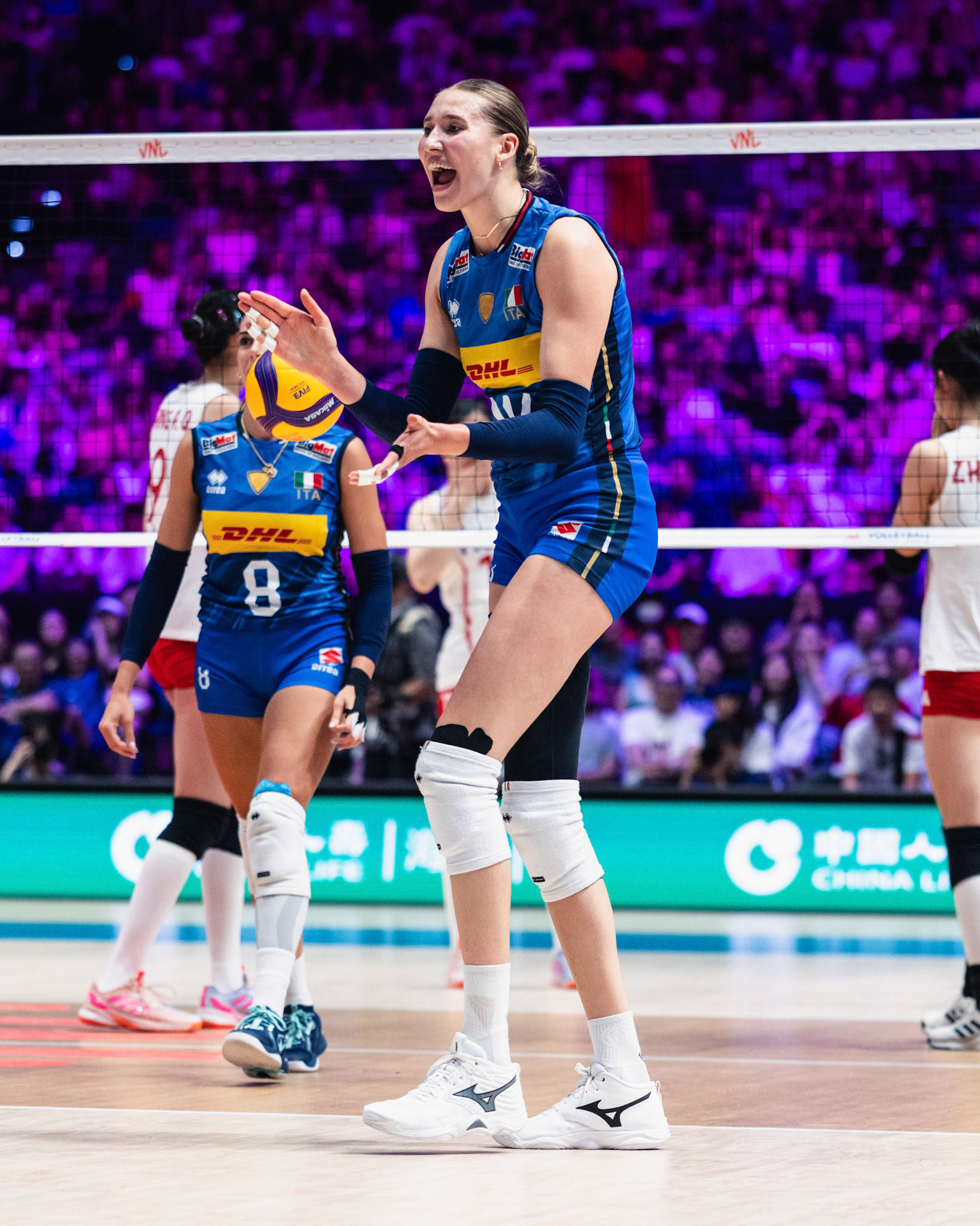 HONG KONG, China - JULY  12: Ekaterina Antropova (No. 24) of Italy celebrates scoring a point during Volleyball Nations League Hong Kong 2026 at Kai Tak Arena on July 12, 2026 in Hong Kong, China, (Photo by Jack Ng/Pixel Images Hong Kong)