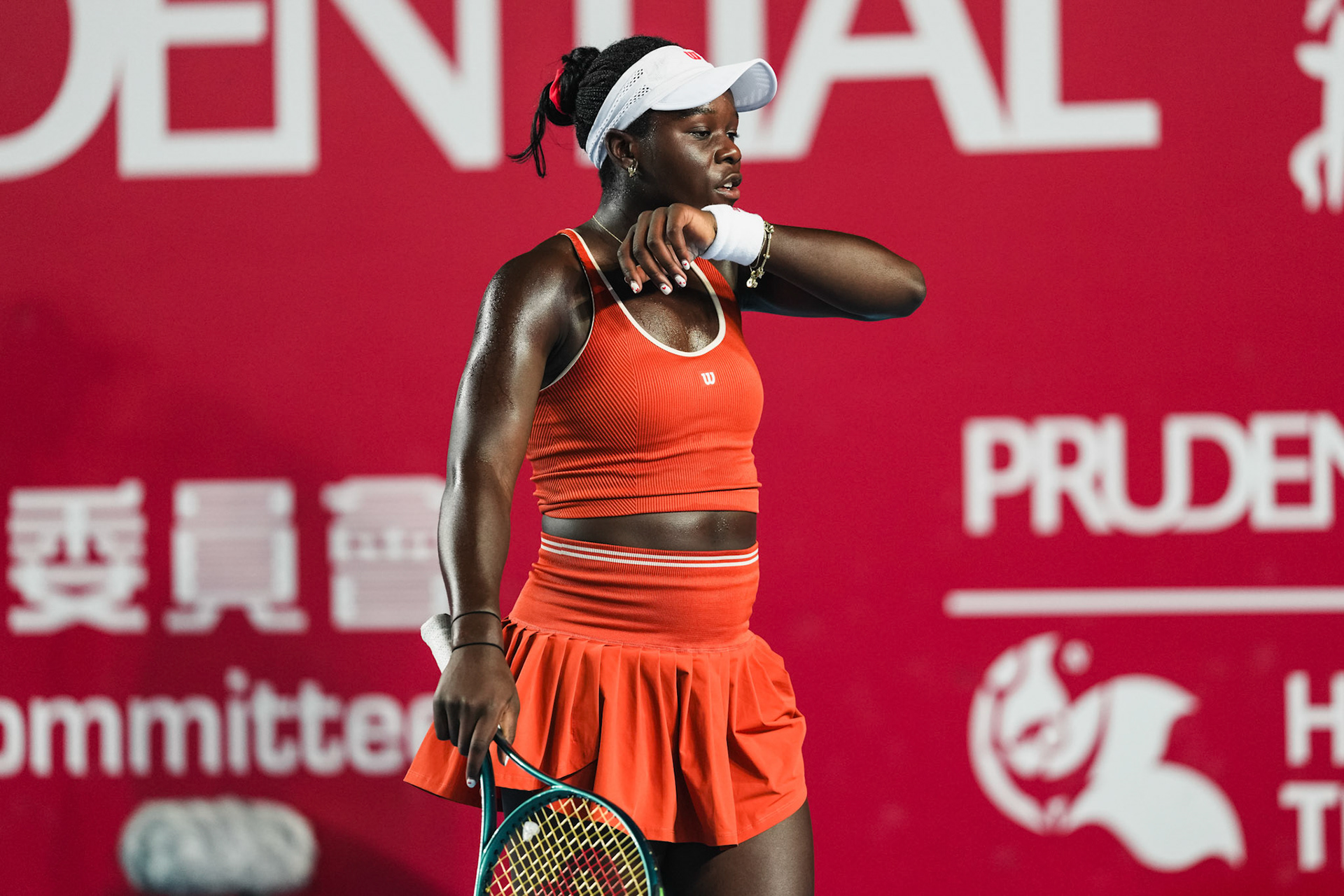 HONG KONG, China - Alexandra Eala of the Philippines vs Victoria Mboko of Canada in action during WTA 250 - Prudential Hong Kong Tennis Open at Victoria Park Tennis Court on October 30, 2025 in Hong Kong, China, (Photo by Jack Ng/Alamy Live News)