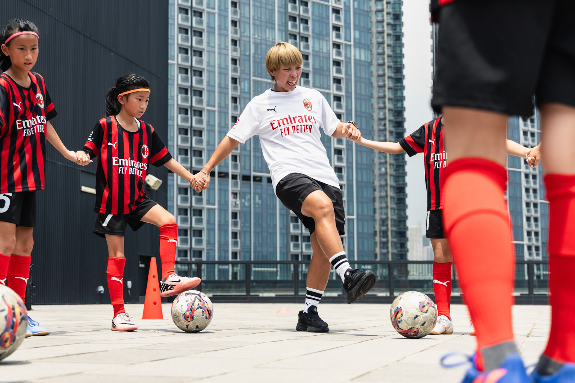 HONG KONG, China - JULY  25:  during AC Milan Kai Tak Soccer Activation at Kai Tak Mall 1 Rooftop on July 25, 2025 in Hong Kong, China, (Photo by Jack Ng/Pixel Images)