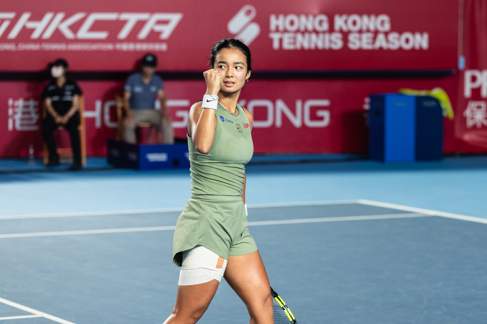 HONG KONG, China - Alexandra Eala of the Philippines vs Victoria Mboko of Canada during WTA 250 - Prudential Hong Kong Tennis Open at Victoria Park Tennis Court on October 30, 2025 in Hong Kong, China, (Photo by Jack Ng/Alamy Live News)