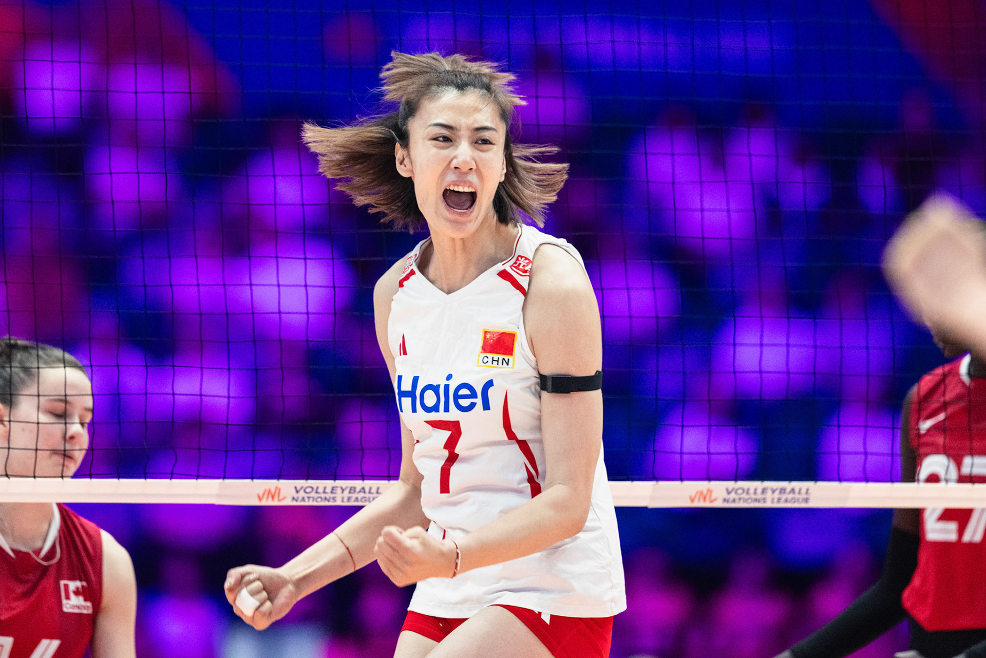 HONG KONG, China - JULY  08: Wang Yuanyuan of China celebrates scoring a point during Volleyball Nations League Hong Kong 2026 at Kai Tak Arena on July 8, 2026 in Hong Kong, China, (Photo by Jack Ng/Alamy Live News)