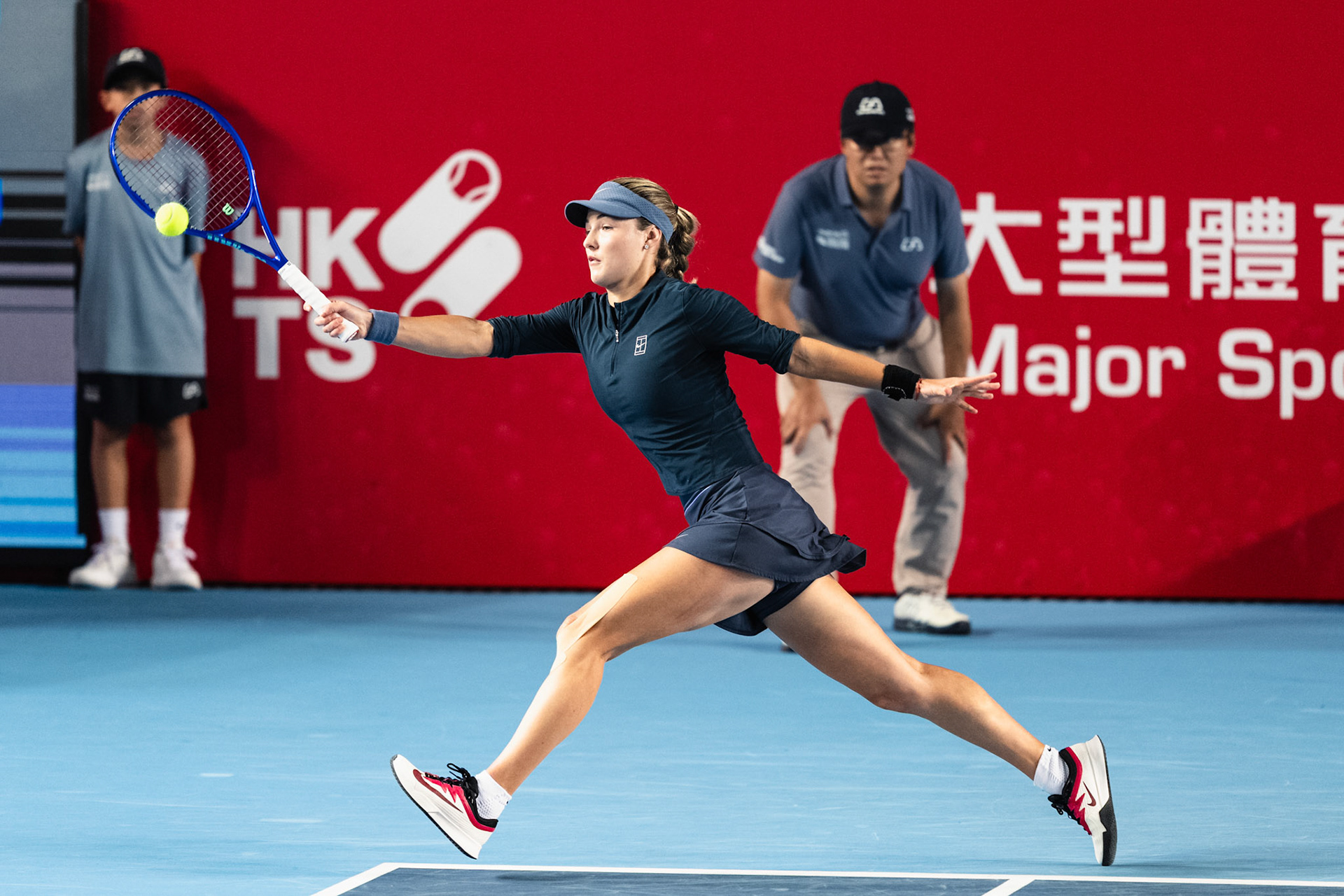 HONG KONG, China - Anna Kalinskaya of Russia play against Victoria Mboko of Canada during WTA 250 - Prudential Hong Kong Tennis Open at Victoria Park Tennis Court on October 31, 2025 in Hong Kong, China, (Photo by Jack Ng/Alamy Live News)