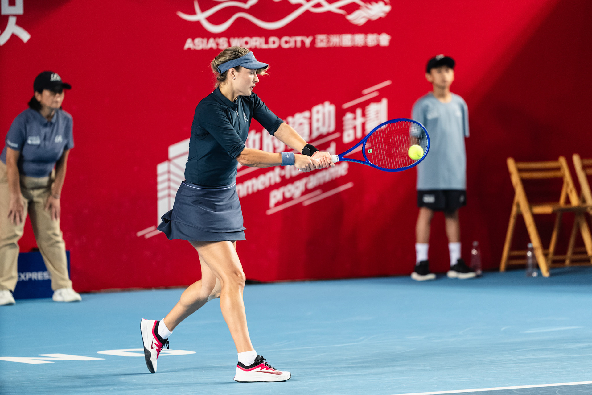 HONG KONG, China - Anna Kalinskaya of Russia play against Victoria Mboko of Canada during WTA 250 - Prudential Hong Kong Tennis Open at Victoria Park Tennis Court on October 31, 2025 in Hong Kong, China, (Photo by Jack Ng/Alamy Live News)