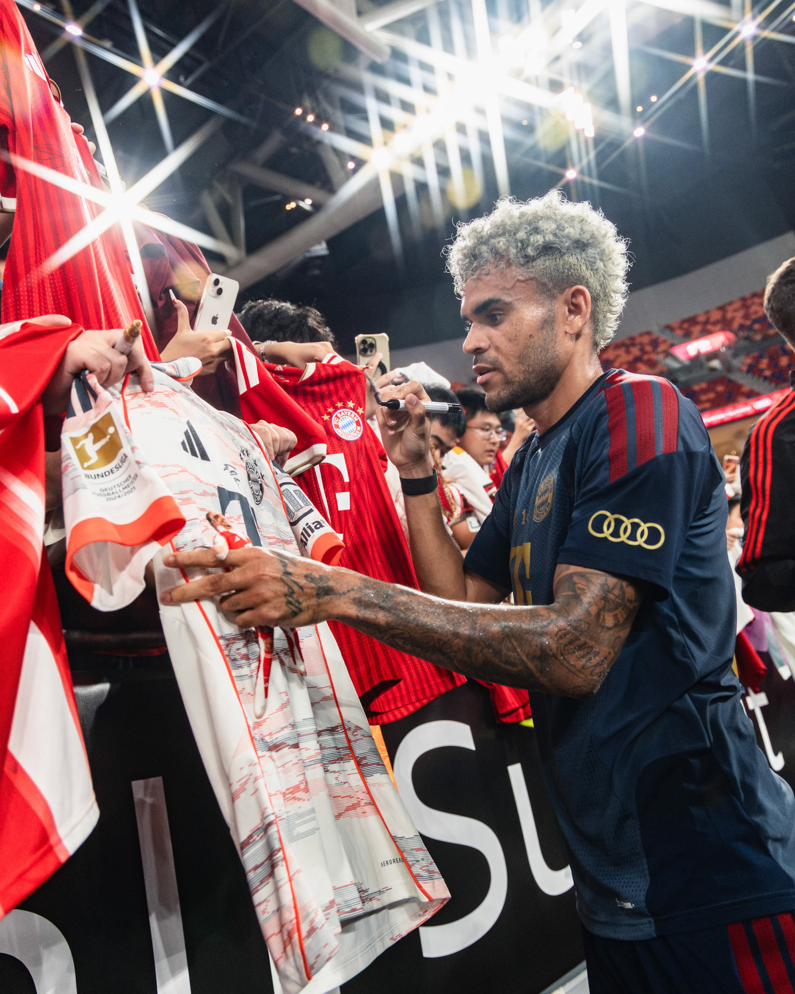 HONG KONG, China - AUGUST  06: Luis Diaz (No. 14) of Bayern Munich in action during 2026 Audi Football Summit - Bayern Munich Open Training at Kai Tak Stadium on August 6, 2026 in Hong Kong, China, (Photo by Jack Ng/Alamy Live News)