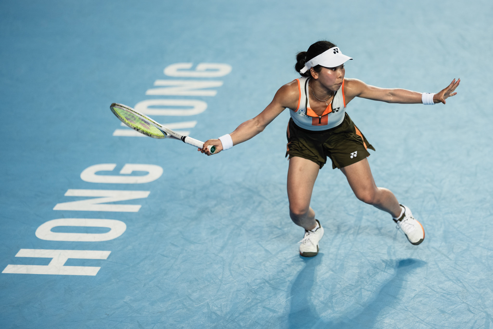 HONG KONG, China - Himeno Sakatsume of Japan play against Maya Joint during WTA 250 - Prudential Hong Kong Tennis Open at Victoria Park Tennis Court on October 31, 2025 in Hong Kong, China, (Photo by Jack Ng/Alamy Live News)