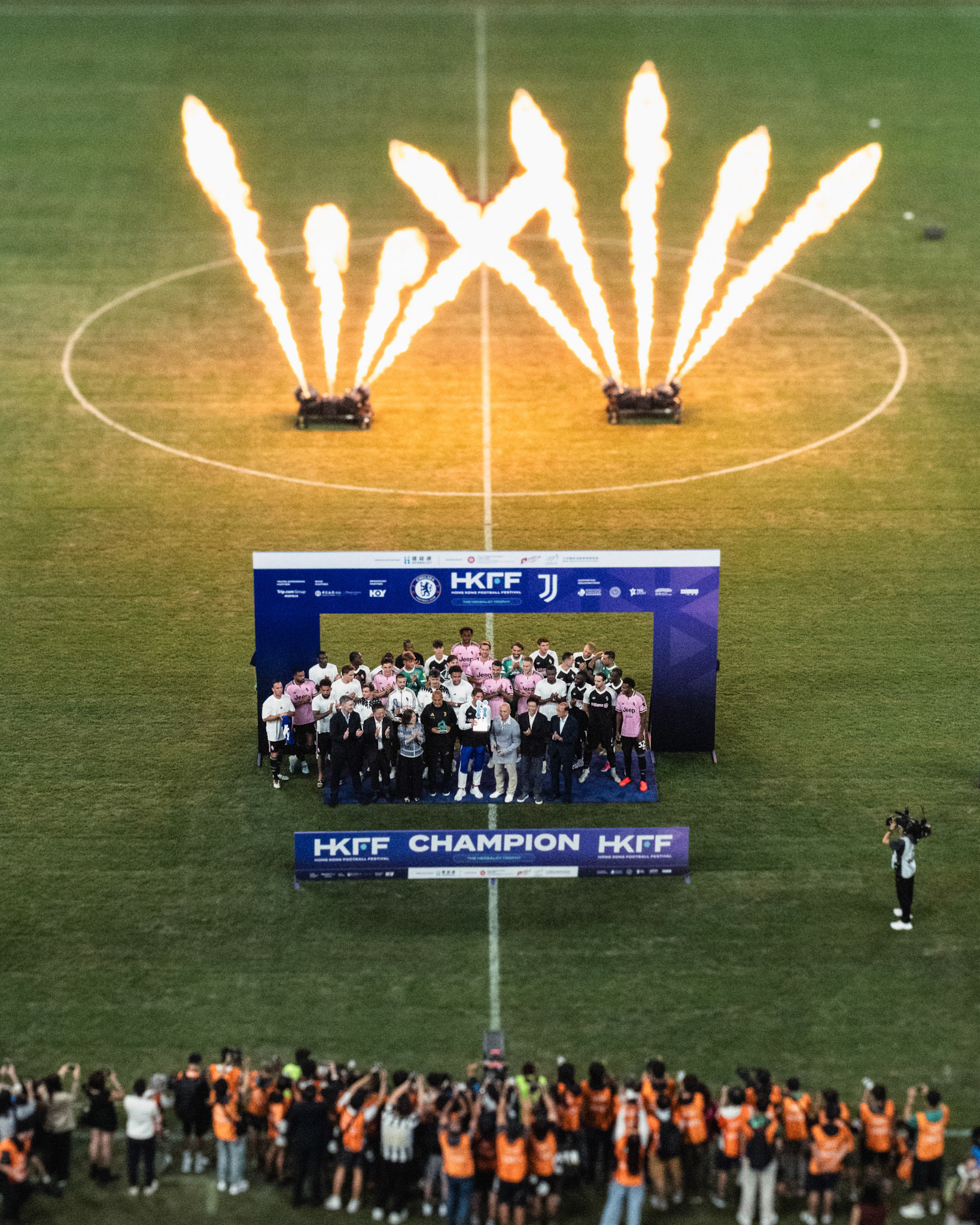 HONG KONG, China - AUGUST  05: Juventus celebrate winning the Herbalgy Trophy during Hong Kong Football Festival (HKFF) 2026 - Chelsea vs Juventus at Kai Tak Stadium on August 5, 2026 in Hong Kong, China, (Photo by Jack Ng/Alamy Live News)