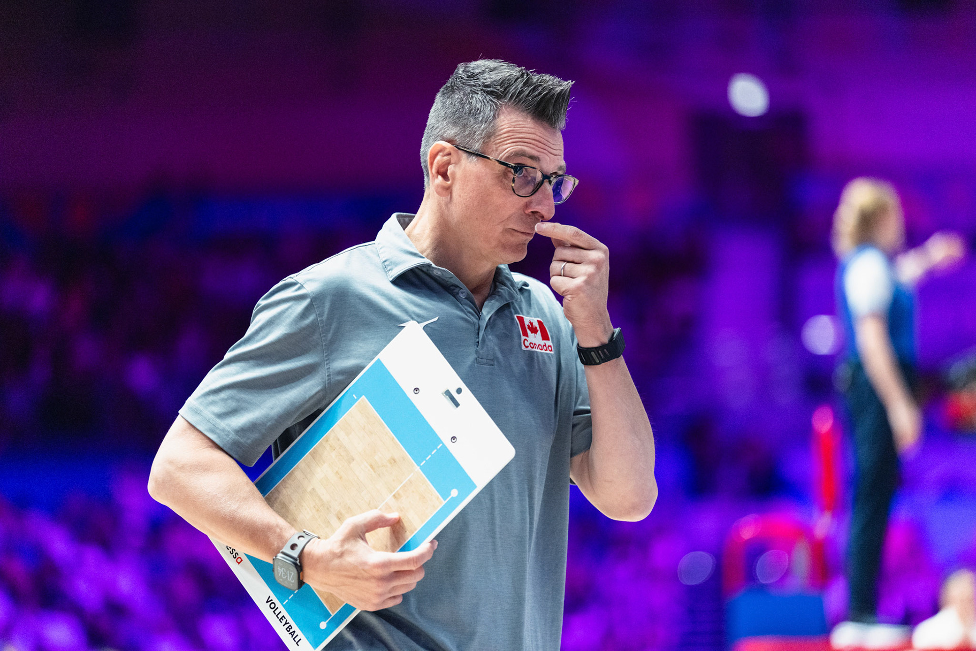 HONG KONG, China - JULY  08: Giovanni Guidetti, coach of Canada giving instruction to the team during Volleyball Nations League Hong Kong 2026 at Kai Tak Arena on July 8, 2026 in Hong Kong, China, (Photo by Jack Ng/Alamy Live News)