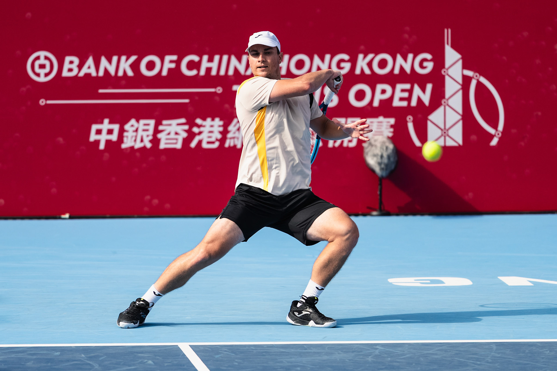 HONG KONG, China - JANUARY 06: Miomir Kecmanovic of Serbia hits the ball during the Bank of China Hong Kong Tennis Open 2026 (ATP 250) men's single round of 32 match against Alexandre Müller of France at Victoria Park Tennis Centre Court on January 6, 2026 in Hong Kong, China, (Photo by Jack Ng/Alamy Live News)